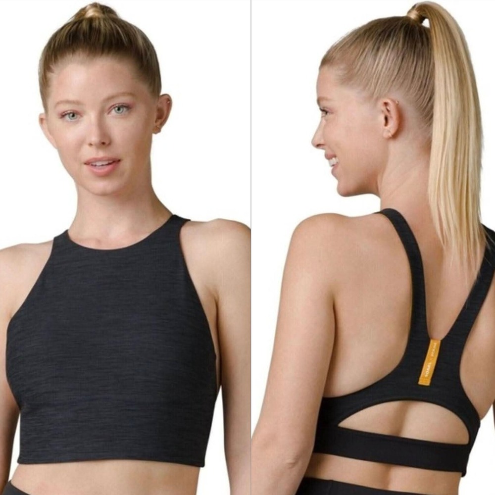 SOREL x prAna Sports Bra Women Medium M Charcoal Grey Orange Excellent High Neck